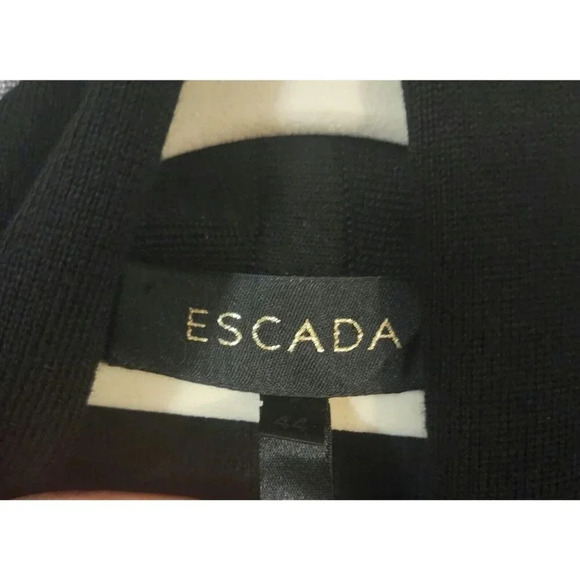 New Escada Cardigan Sweater Women Size 44 Black 100% Virgin Wool Side Slits - Picture 3 of 9